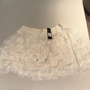 White Tiered Lace Mini Skirt